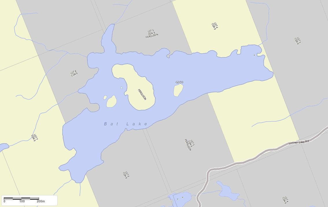 Crown Land Map of Bat Lake in Municipality of McDougall and the District of Parry Sound